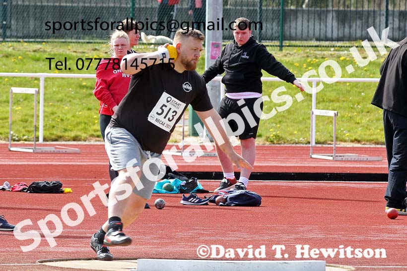 Shot putt, 2021 NECAA Middlesbrough Open Meting, Sunday, May 9th. Photo: David T. Hewitson/Sports for All Pics
